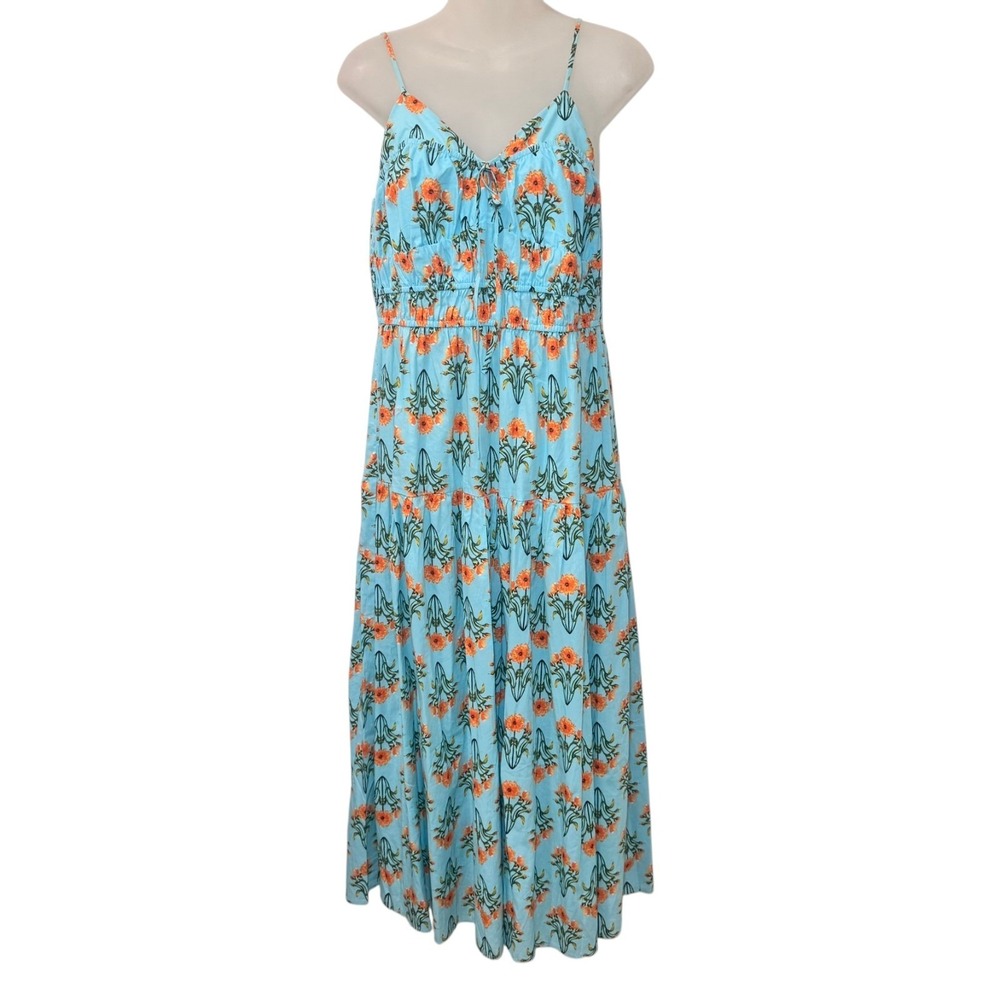 Moon River Tuckernuck Mint Multi Art Nouveau Floral Long Dress - Size L